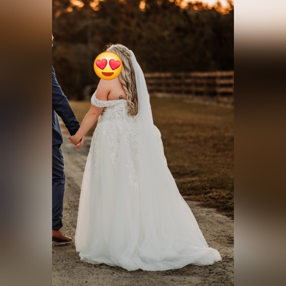 Size 20 David's Bridal CollectionSheer Lace and Tulle Ball Gown Wedding Dress